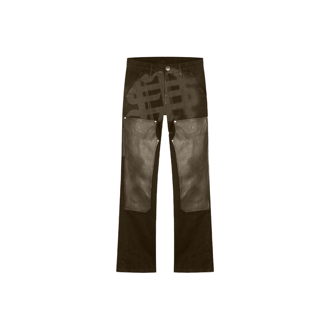 FREEDOM DENIM/ LEATHER CARPENTER JEANS : BROWN