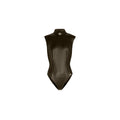 FREEDOM WOMEN’S SLEEVELESS VEGAN LEATHER BODYSUIT : BROWN